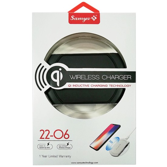 SAMYA WIRELESS CHARGER QI INDUCTIVE CHARGING TECHNOLOGY 5W / 22-O6 / PRETO SAMYA WIRELESS CHARGER QI INDUCTIVE CHARGING TECHNOLOGY 5W / 22-O6 / PRETO